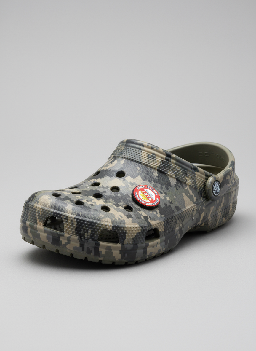 JOPA charm on camo Crocs - View 1